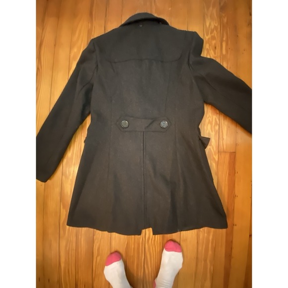 Tommy Hilfiger Pea Coat Sz M  Black Wool Blend Double Breasted Lined Women's - Picture 7 of 8